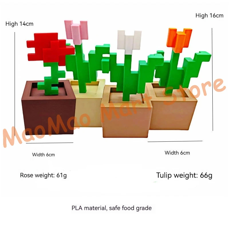 Minecraft Potted Plants Rose Tulip